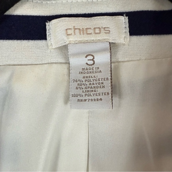 Chicos Blazer Jacket Women's
Blue White Striped Nautical
Sailor Beach - Picture 4 of 12